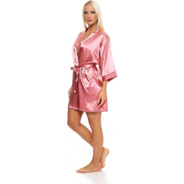Vestaglia Da Donna A Kimono Corto In Raso; Rosa Xxl-image