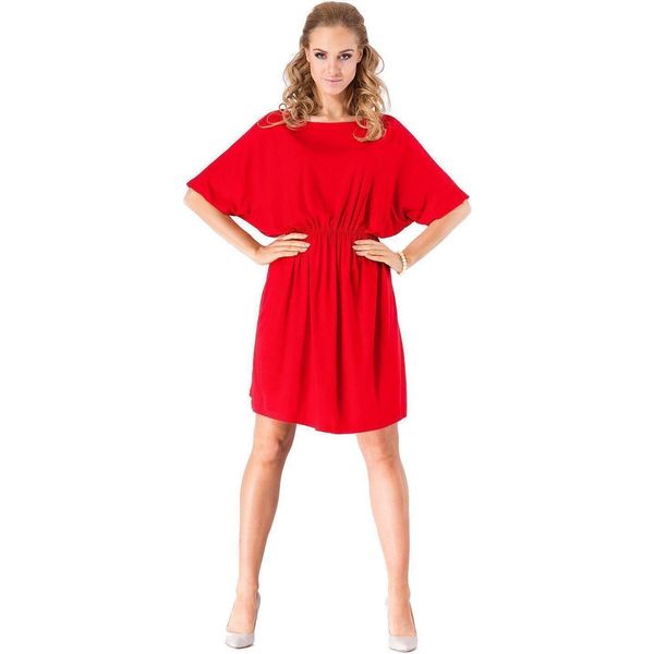 Kleid Minikleid, 3/4 Arm Mit Gummizug An Der Taille, Gr. S M L Xl Xxl 3XL, 001 Rot-image