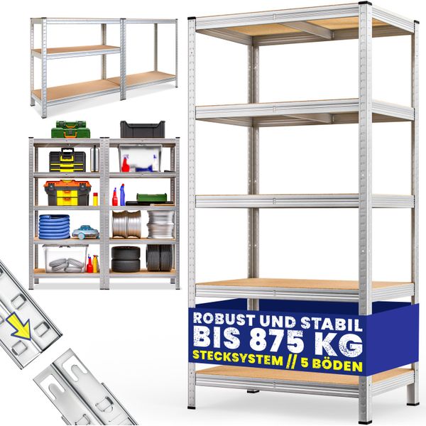 Monzana® Scaffale Ad Alta Portata Xl 180X90X60Cm Carico Max. 875Kg 5 Pannelli Mdf Scaffalatura Metallo Officina Cantina-image