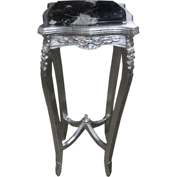 Casa Padrino Tavolino Barocco Con Piano In Marmo Nero Argento 87 X 37 Cm Stile Antico - Telefono Tavolino Da Fiori-image