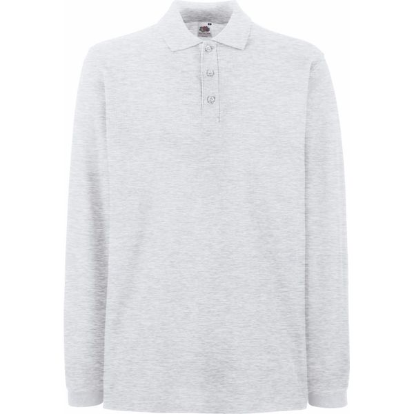 Polo Fruit Of The Loom Premium Herren, Langarm BC1383 (L) (Aschgrau)-image