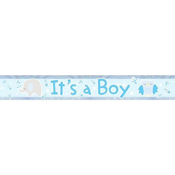 Amscan Its A Boy Striscione Olografico In Lamina SG13702 (Taglia Unica) (Blu)-image