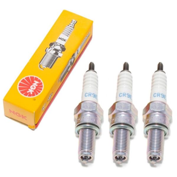 Set Di Candele Di Accensione Ngk 3X CR9E Con Soppressione Delle Interferenze, Filettatura Lunga 19,0 Mm Ø 10,0 Mm Esagono 16,0 Mm, Distanza Tra Gli Elettrodi 0,75 Mm, Potere Calorifico 9, 5006 / 5995 / 6263-image