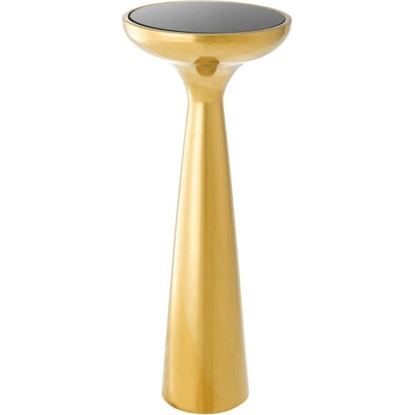 Casa Padrino Tavolino In Acciaio Inox Con Piano In Vetro Oro/Nero Ø 29 X H. 71,5 Cm - Arredamento Alberghiero-image