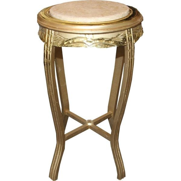 Casa Padrino Tavolino Barocco Rotondo Oro/Crema Anticato - 70 X 40 Cm-image