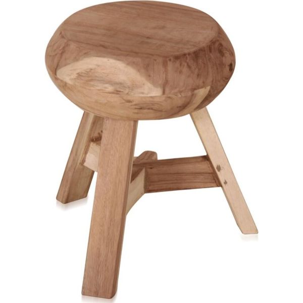 Sgabello Casa Padrino In Stile Country Colori Naturali Ø 37 X H. 45 Cm - Sgabello Rotondo-image