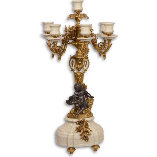 Casa Padrino Candeliere Barocco Bianco/Oro 29,5 X 26,5 X H. 59,4 Cm - Nobile E Magnifico-image
