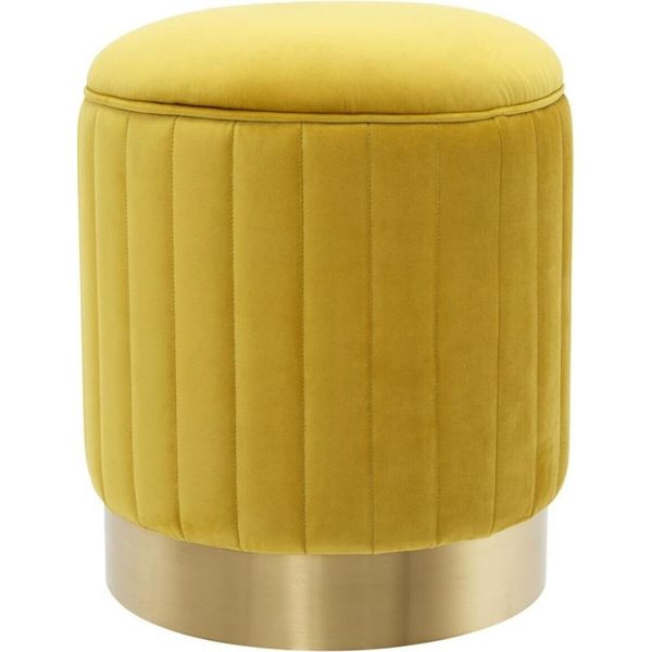 Sgabello Casa Padrino Giallo / Ottone Ø 40 X H. 45 Cm - Sgabello Per Sedersi-image