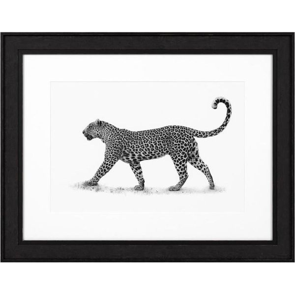 Casa Padrino Quadro Leopardato Nero/Bianco 93 X H. 73 Cm - Stampa D'arte Con Cornice In Legno-image