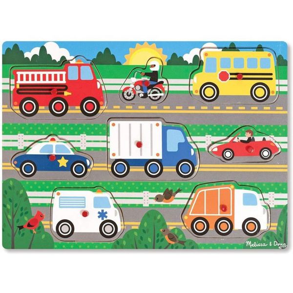 Melissa & Doug Puzzle Di Legno Veicoli Auto Puzzle Nuovo-image
