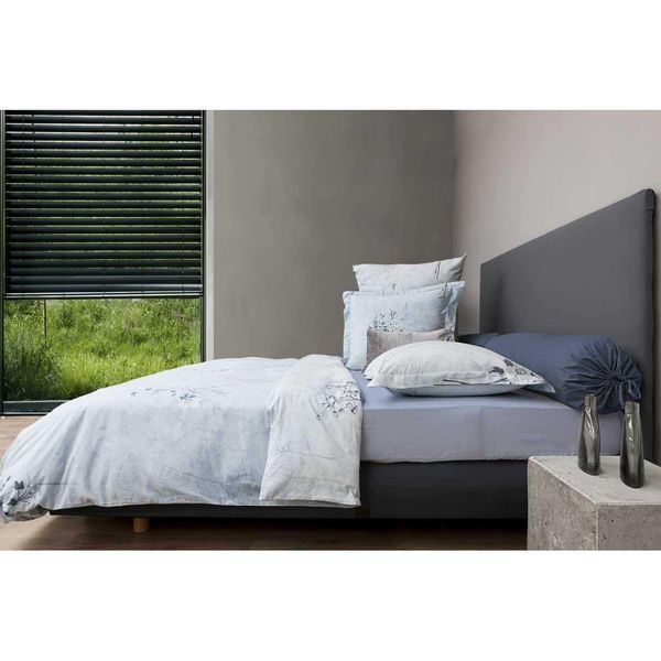 Heckett & Lane Maco Satin Biancheria Da Letto Ostana I Misura 135/200 Cm I Colore Azzurro Con Rami Fioriti-image