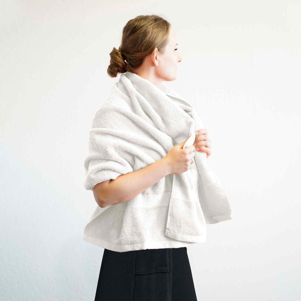 Set Di Asciugamani In Spugna Carli - 100% Cotone - Oekotex 500 Gsm - Asciugamani In Spugna - Asciugamano Da Bagno, Asciugamano Da Doccia 70X140 Cm- Bianco-image