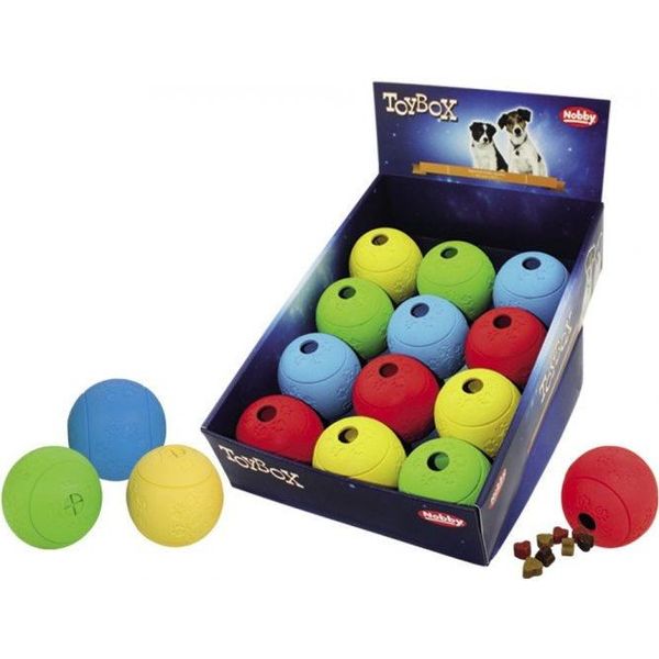 Nobby Pallone Snack In Gomma Piena Assortito Colore 8 Cm; Display 12 Pz-image