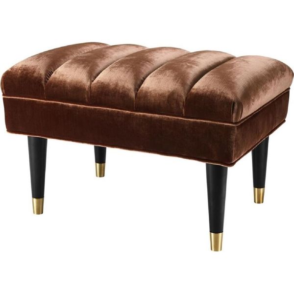 Panca Casa Padrino Arancio Scuro / Nero / Oro 68 X 50 X H. 45 Cm - Qualità Lusso-image