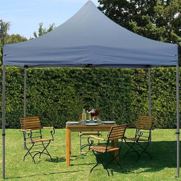 Toolport 3X3M Gazebo Pieghevole, Premium Acciaio, Grigio Scuro-image