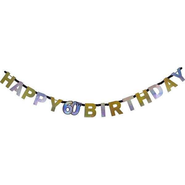 Ghirlanda Per Feste Happy 60TH Birthday Come Decorazione Per Il Sessantesimo Compleanno // Catena Di Gagliardetti Di Decorazione-image