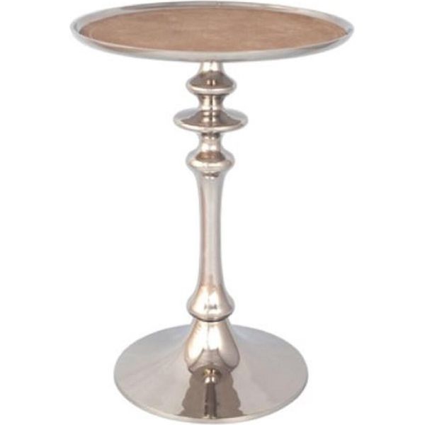 Tavolino Di Design Casa Padrino Argento / Marrone Ø 40 X H. 58 Cm - Mobili Soggiorno-image