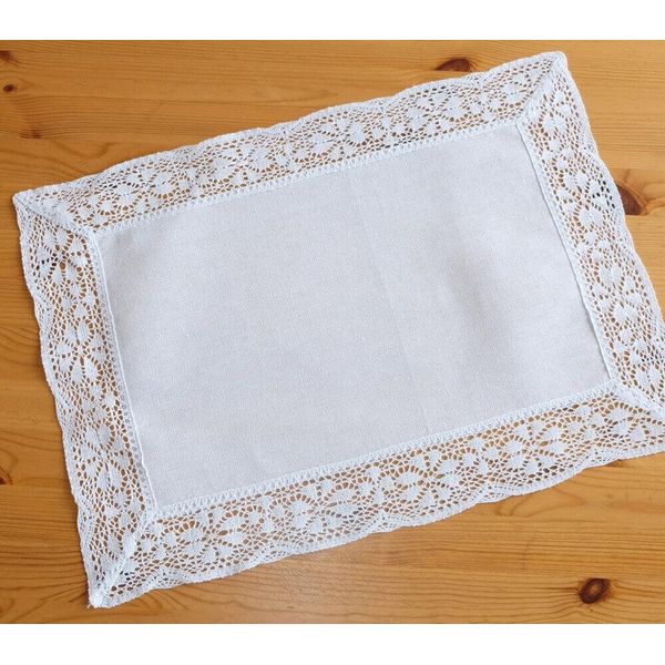 Runner Da Tavola Jana Bordo Fine All'uncinetto Stile Country Poliestere 35 X 50 Cm-image
