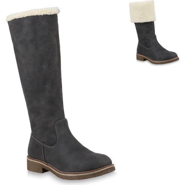 Mytrendshoe Stivali Invernali Da Donna Stivali Caldi Foderati Stivali Invernali Pelliccia Sintetica 820371, Colore: Grigio, Taglia: 41-image