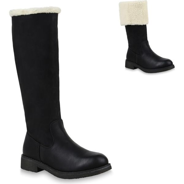 Mytrendshoe Stivali Invernali Da Donna Stivali Caldi Foderati Stivali Invernali Pelliccia Sintetica 820371, Colore: Nero, Taglia: 40-image