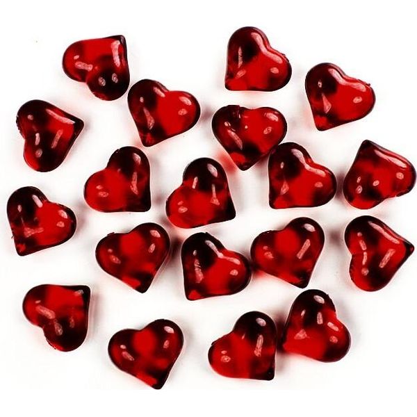 30 Pezzi. Cuori Di Pietra Decorativi 2 Cm, Colore: Rosso 007-image