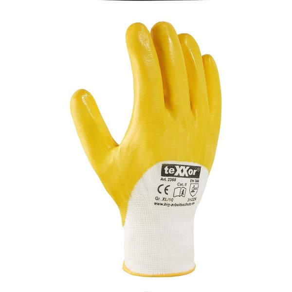 12 Paia Di Guanti Da Lavoro Texxor 2358 Nitrile Giallo Taglia 10-image