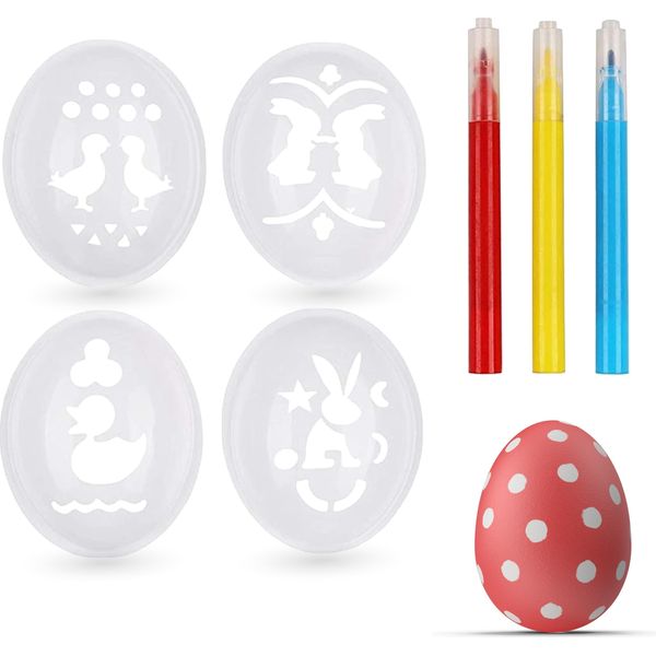 Set Di 4 Stampini Per Uova Di Pasqua Incl. Pastelli Macchina Per Colorare Le Uova Di Pasqua-image