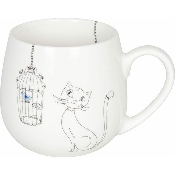 KöNitz Cats And Birds Kuschelbecher, Becher, Tasse, Kaffeetasse, Bone China, Katze, 400 Ml, 11 7 343 2298-image