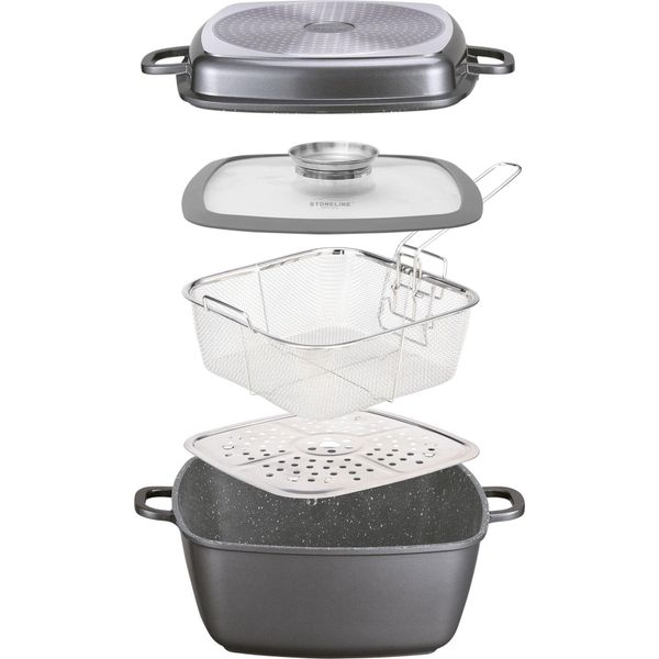 Stoneline® Teglia Multifunzione Quadrata Da 28 Cm Con Coperchio-image