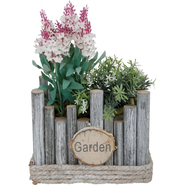 Vaso Per Piante Quadrato - Giardino - Vaso Per Piante In Legno Naturale - 25X17X18 Cm-image