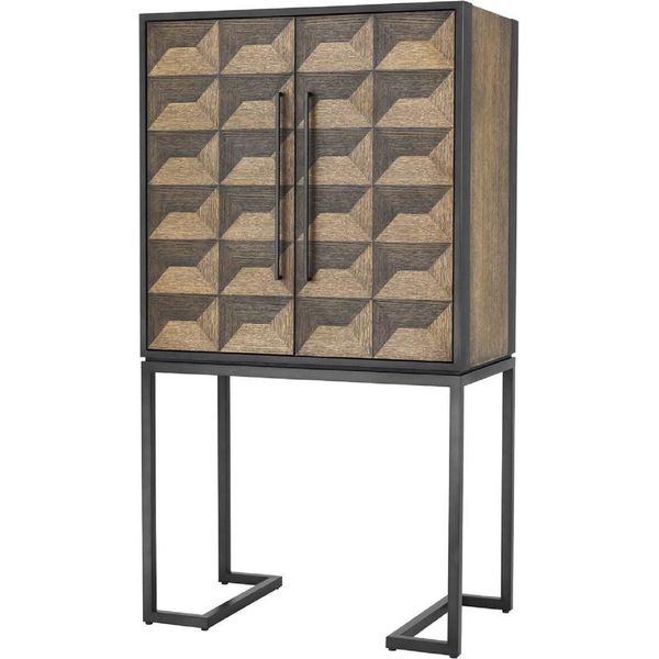 Casa Padrino Mobile Vino A 2 Ante Marrone / Marrone Scuro / Nero 95 X 58 X H. 168,5 Cm - Mobili Bar - Qualità Lusso-image