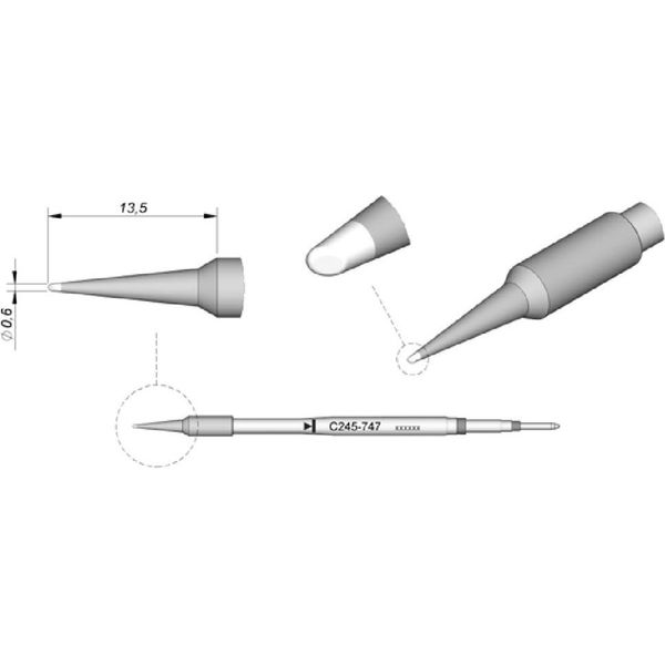 Punta Per Saldatura Jbc Serie C245, Forma Rotonda, C245747/Ø 0,6 Mm, Smussata C245747-image