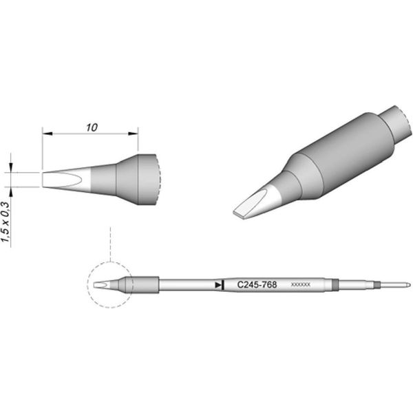 Punta Per Saldatura Jbc Serie C245 A Scalpello, C245768/1,5 X 0,3 Mm, Diritta C245768-image