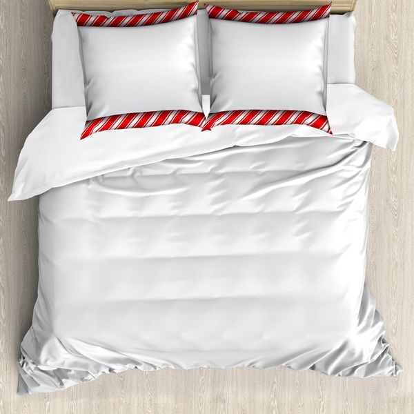 Abakuhaus Copripiumino Zuckerstange, Bordi Astratti, Antiacaro, Adatto A Chi Soffre Di Allergie, Con Federe, 200 Cm X 200 Cm - 80 X 80 Cm, Rosso-Bianco-image