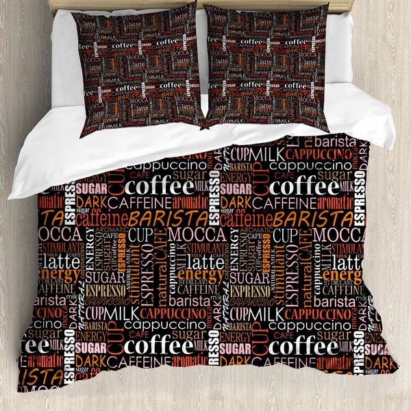 Abakuhaus Copripiumino, Stile Tipografico Colorato, Antiacaro, Adatto A Chi Soffre Di Allergie, Con Federe, 155 Cm X 220 Cm - 80 X 80 Cm, Multicolore-image