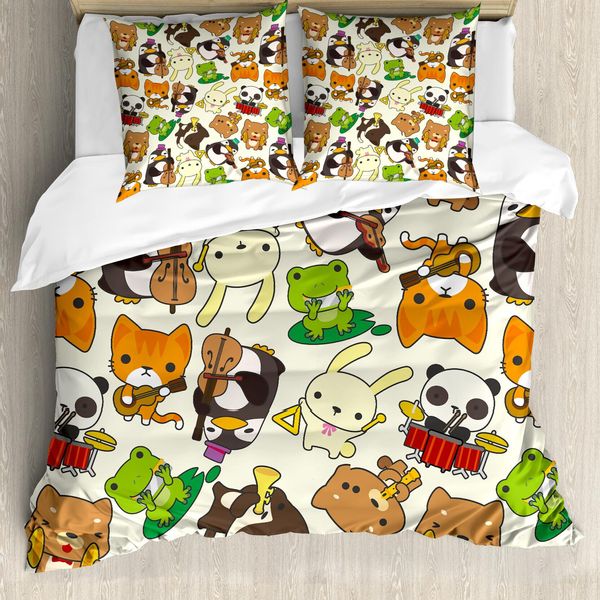 Abakuhaus Copripiumino Per Asilo Nido, Animali Dei Cartoni Animati, Antiacaro, Adatto A Chi Soffre Di Allergie, Con Federe, 200 Cm X 200 Cm - 80 X 80 Cm, Multicolore-image