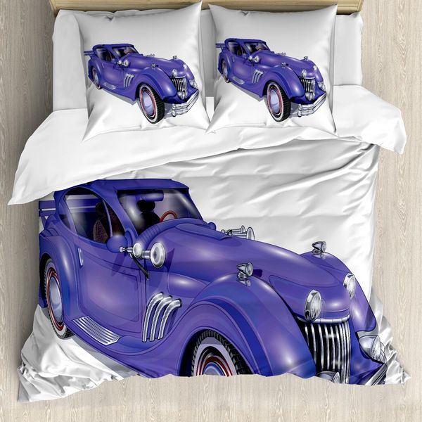 Abakuhaus Copripiumino Autos, Custom Vehicle High Speed, Antiacaro, Adatto A Chi Soffre Di Allergie, Con Federe, 200 Cm X 200 Cm - 80 X 80 Cm, Violet Blue-image