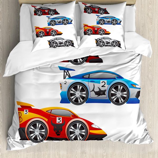Abakuhaus Copripiumino Autos, Tecnologia Formula Cars, Antiacaro, Adatto A Chi Soffre Di Allergie, Con Federe, 200 Cm X 200 Cm - 80 X 80 Cm, Multicolore-image