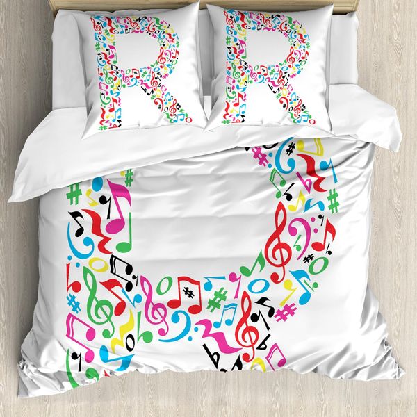Abakuhaus Lettera R Copripiumino, Font KüHle E Musical, Antiacaro, Adatto A Chi Soffre Di Allergie, Con Federe, 155 Cm X 220 Cm - 80 X 80 Cm, Multicolore-image