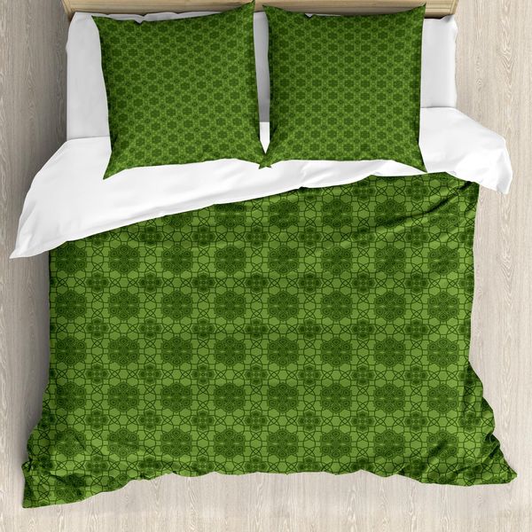 Abakuhaus Copripiumino Salvia, Mandala Fiori Geometrici, Antiacaro Adatto A Chi Soffre Di Allergie Con Federe, 155 Cm X 220 Cm - 80 X 80 Cm, Verde Felce Verde Oliva-image
