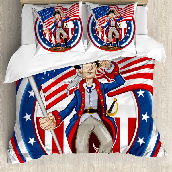 Abakuhaus Stati Uniti Copripiumino, Emblema Patriottico, Antiacaro, Adatto A Chi Soffre Di Allergie, Con Federe, 200 Cm X 200 Cm - 80 X 80 Cm, Multicolore-image