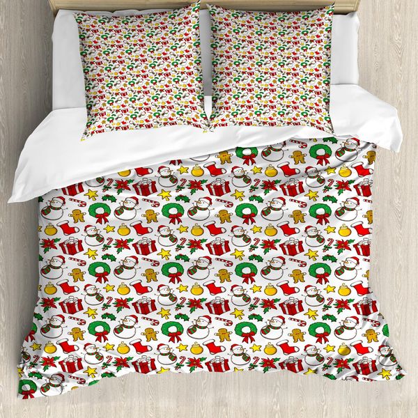 Abakuhaus Copripiumino Natalizio, Stella Di Natale, Antiacaro, Adatto A Chi Soffre Di Allergie, Con Federe, 155 Cm X 220 Cm - 80 X 80 Cm, Multicolore-image