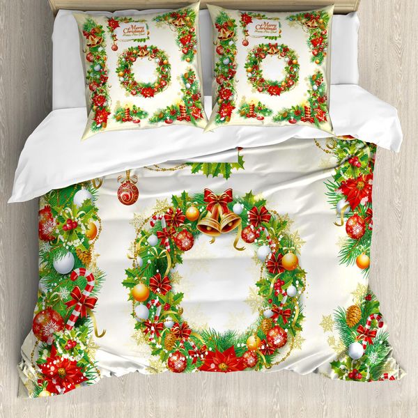 Abakuhaus Copripiumino Natalizio, Celebration Nostalgico, Antiacaro, Adatto A Chi Soffre Di Allergie, Con Federe, 155 Cm X 220 Cm - 80 X 80 Cm, Multicolore-image