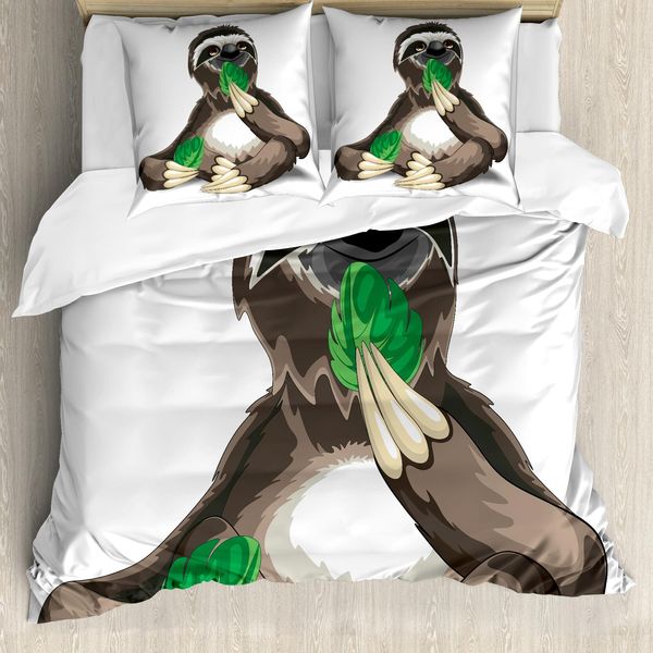 Abakuhaus Set Copripiumino Per Letti Matrimoniali, Carattere Trascinante, Antiacaro, Adatto A Chi Soffre Di Allergie, Con Federe, Marrone Umbra, Avorio, Verde-image