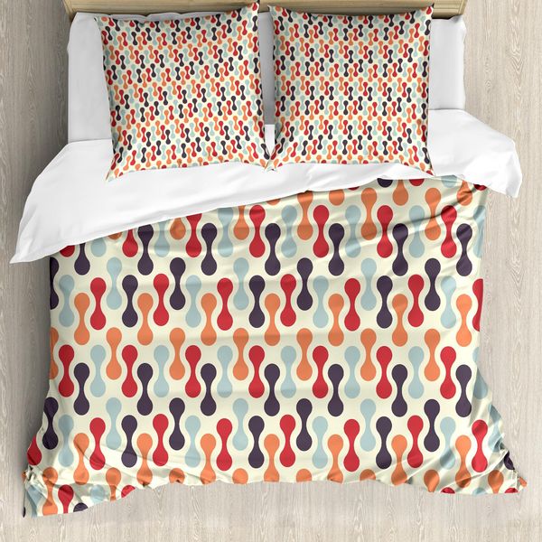 Abakuhaus Copripiumino Colorato, Motivo Astratto Verticale, Antiacaro, Adatto A Chi Soffre Di Allergie, Con Federe, 200 Cm X 200 Cm - 80 X 80 Cm, Multicolore-image