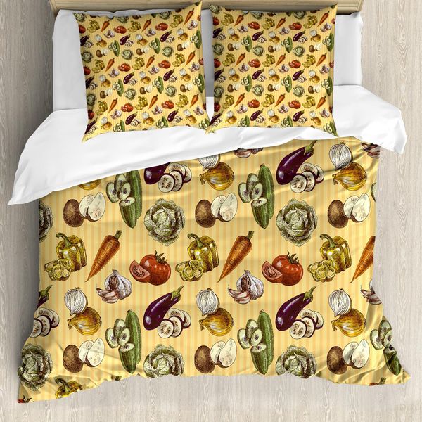 Abakuhaus Copripiumino Colorato, Vegetali Fugaci, Antiacaro, Adatto A Chi Soffre Di Allergie, Con Federe, 200 Cm X 200 Cm - 80 X 80 Cm, Multicolore-image