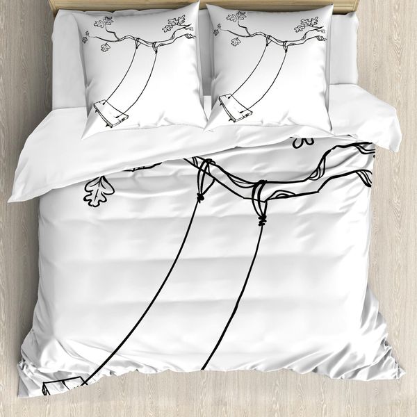 Abakuhaus Copripiumino Da Esterno, Motivo Floreale Joy, Antiacaro E Anallergico, Con Federe, 200 Cm X 200 Cm - 80 X 80 Cm, Bianco E Nero-image