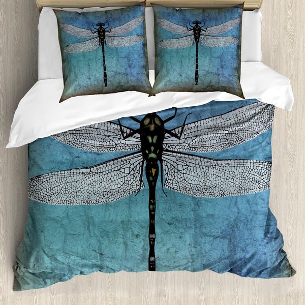Abakuhaus Copripiumino Libelle, Dragonfly Bug Turquoise, Antiacaro, Adatto A Chi Soffre Di Allergie, Con Federe, 200 Cm X 200 Cm - 80 X 80 Cm, Turchese Blu Scuro-image
