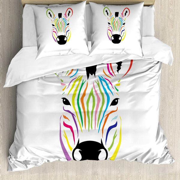 Abakuhaus Copripiumino Con Caricatura, Colorato, Esotico, Divertente, Antiacaro, Adatto A Chi Soffre Di Allergie, Con Federe, 155 Cm X 220 Cm - 80 X 80 Cm, Multicolore-image