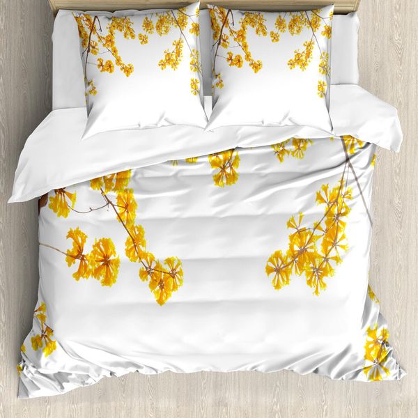 Abakuhaus Set Copripiumino Per Letti Matrimoniali, Giardino Fiorito, Antiacaro, Adatto A Chi Soffre Di Allergie, Con Federe, Marrone Dorato-image